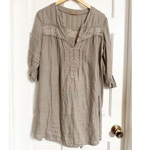 carla conti linen dress CARLA CONTI Made in Italy Green Linen Dress - Size S